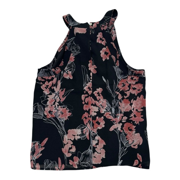 A new day Sleeveless Black Floral Blouse High Neck - Size Small - Picture 4 of 4